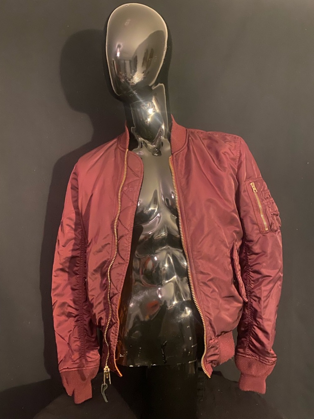 Unisex Maroon Bomber Jacket with Orange Lining